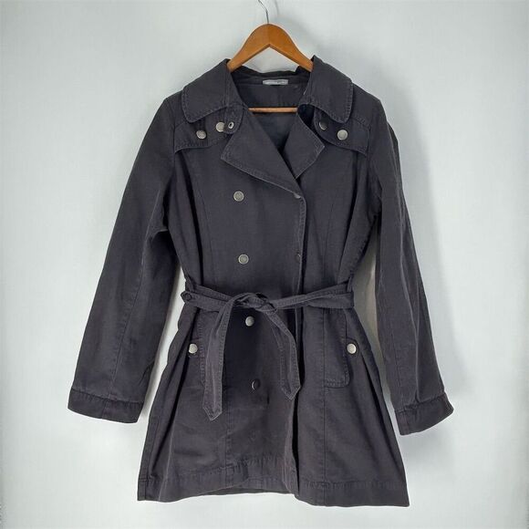 James Perse Cotton Belted Tie Waist Double Breasted Peacoat Trench Jacket size 4 - Picture 1 of 10
